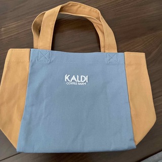 カルディ(KALDI)のKALDIコーヒーミニトートバッグ　青ベージュ色(トートバッグ)
