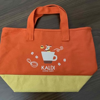 カルディ(KALDI)のKALDIコーヒーミニトートバッグ　黄色オレンジ色(トートバッグ)