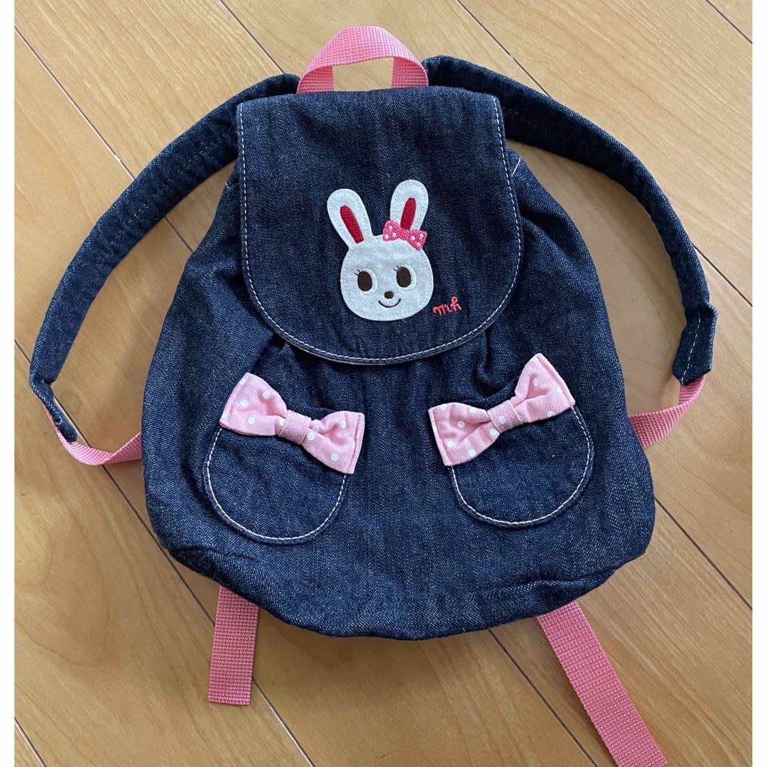 mikihouse(ミキハウス)の専用品　うさ子デニムリュック　美品 キッズ/ベビー/マタニティのこども用バッグ(リュックサック)の商品写真