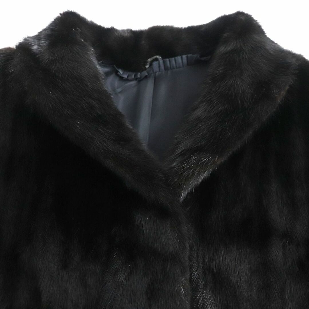 極美品▽OS FUR MINK ミンク 本毛皮コート ブラック 毛質艶やか