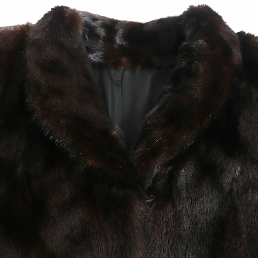 毛並み良品▽MINK ミンク 本毛皮コート ダークブラウン 毛質艶やか