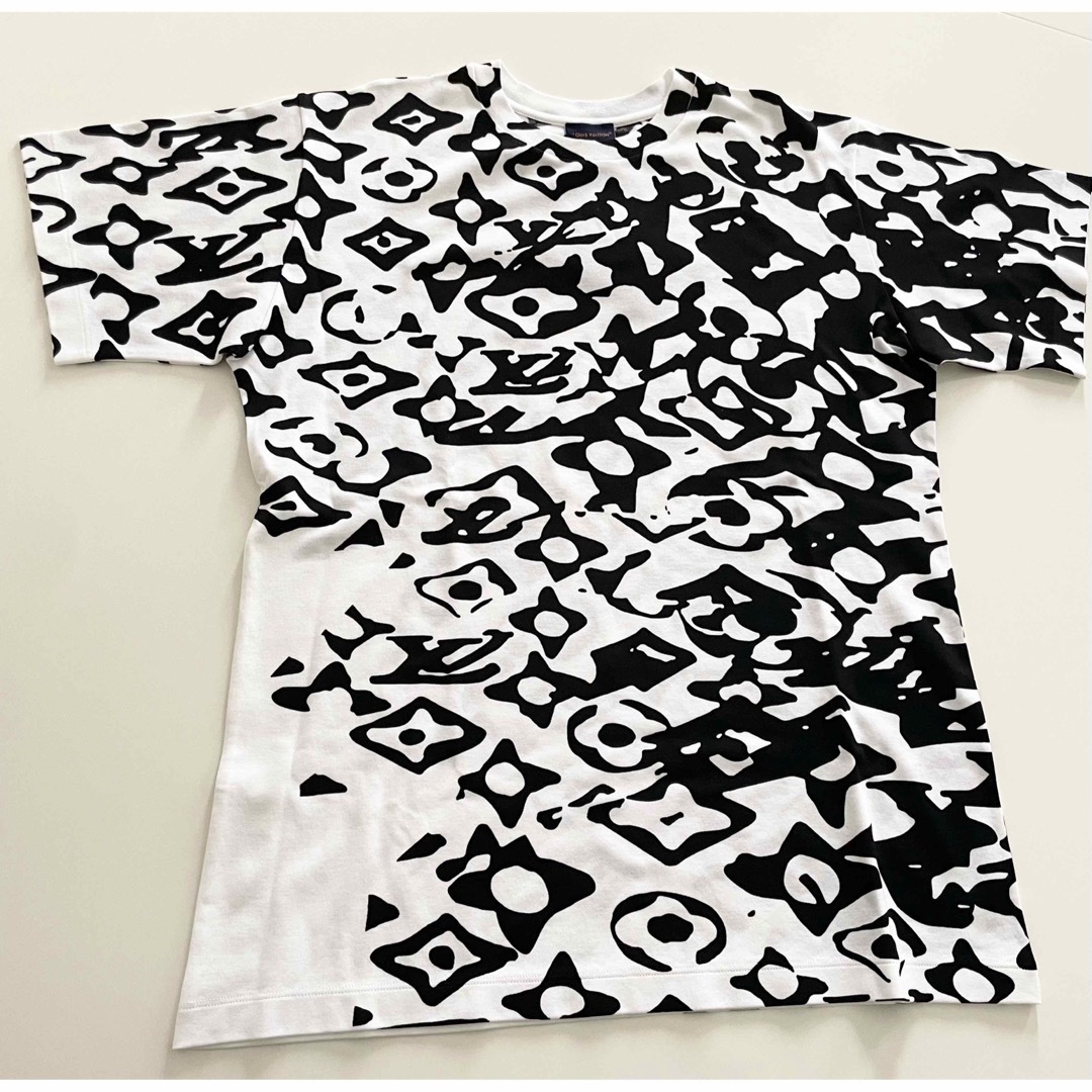 ルイヴィトン Tシャツ チビT 刺繍ロゴ 船 スタンプ柄 S 綿 黒 レディース