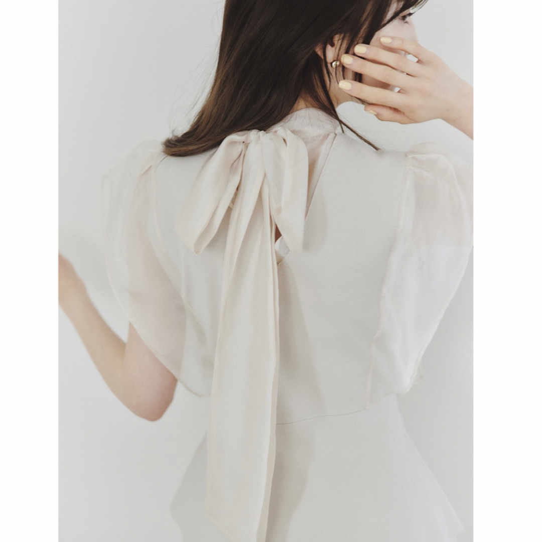 snidel Sustainableシアーボウタイペプラムニットプルオーバー