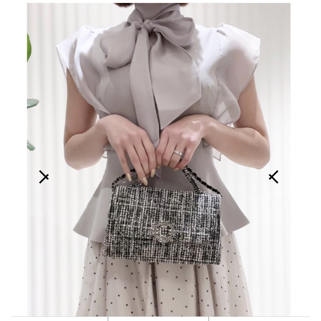 snidel Sustainableシアーボウタイペプラムニットプルオーバー