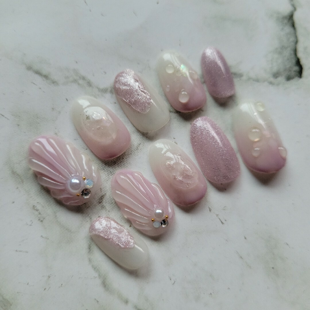 ★sale★②アースカラー*オーロラネイル*人魚bird_nail