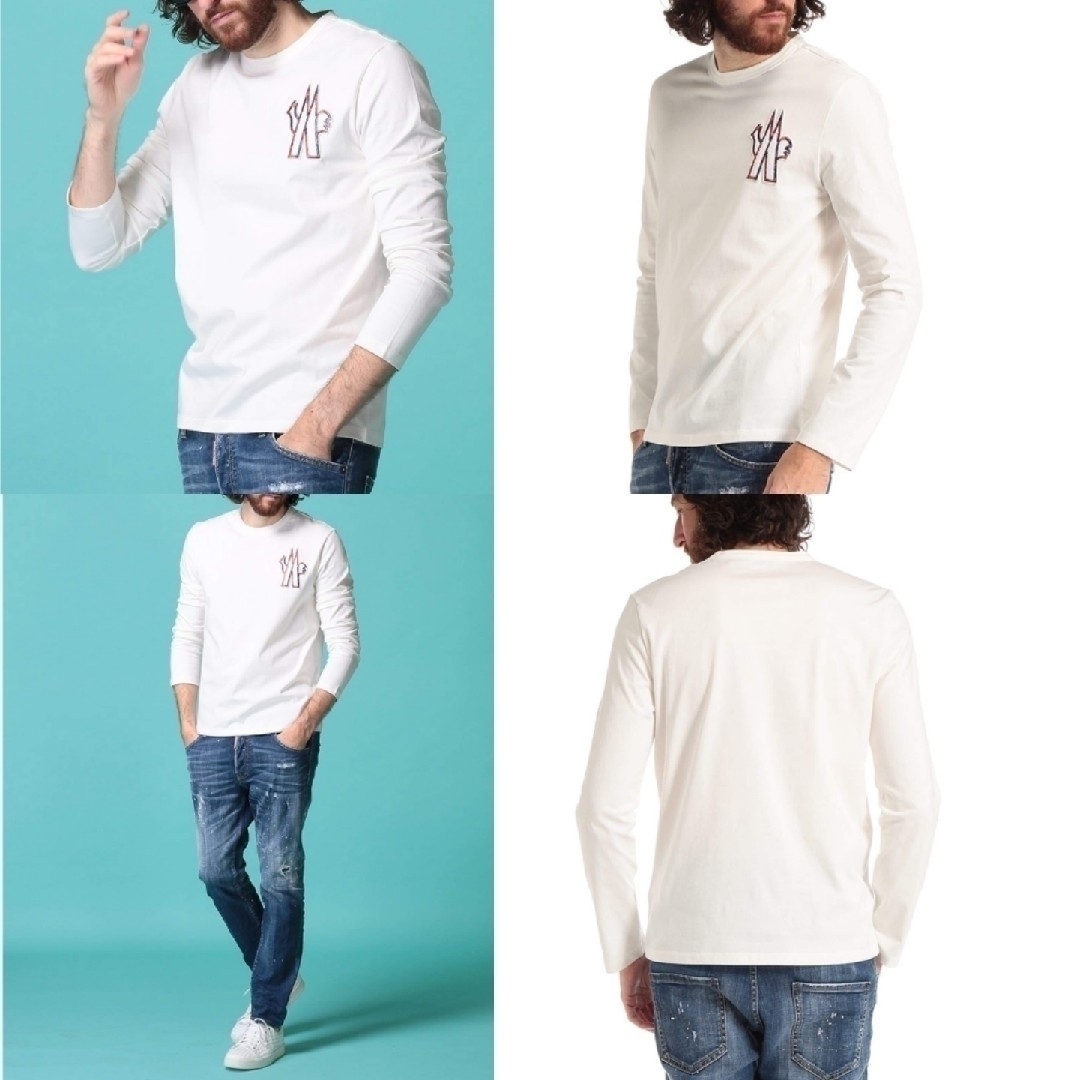 MONCLER(モンクレール)のモンクレール ロゴ ワッペン付きロンT 白 メンズ メンズのトップス(Tシャツ/カットソー(七分/長袖))の商品写真