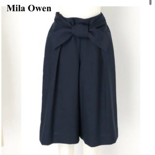 ミラオーウェン(Mila Owen)のミラウォーウェン　ガウチョパンツ　ネイビー(カジュアルパンツ)