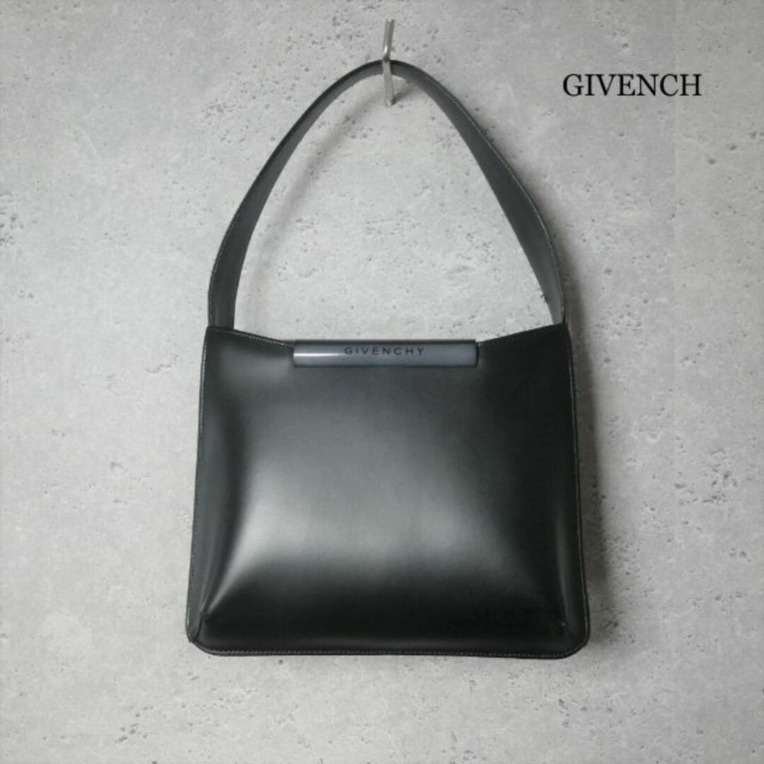 極美品 ジバンシィ レザー ロゴ スクエア ハンドバッグ - ハンドバッグ