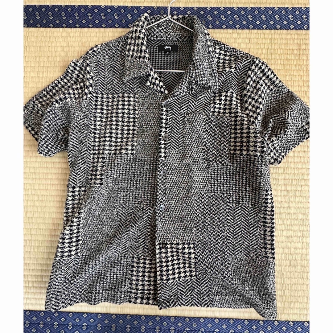 stussy 半袖 ワークシャツ ロゴ刺繍&ワッペン M（w-2020）