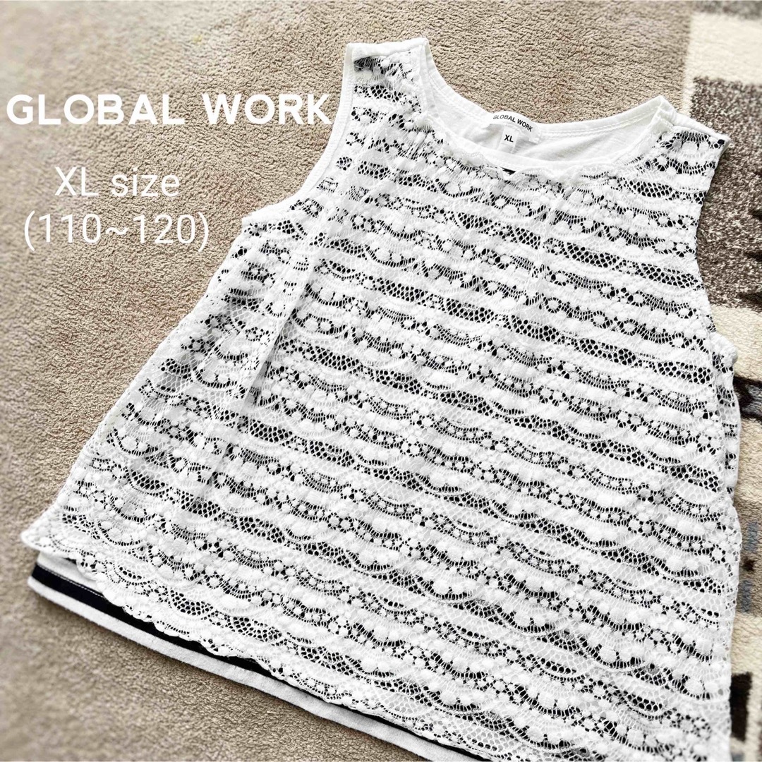 GLOBAL WORK(グローバルワーク)のGLOBAL WORK ボーダーノースリーブ キッズ/ベビー/マタニティのキッズ服女の子用(90cm~)(Tシャツ/カットソー)の商品写真