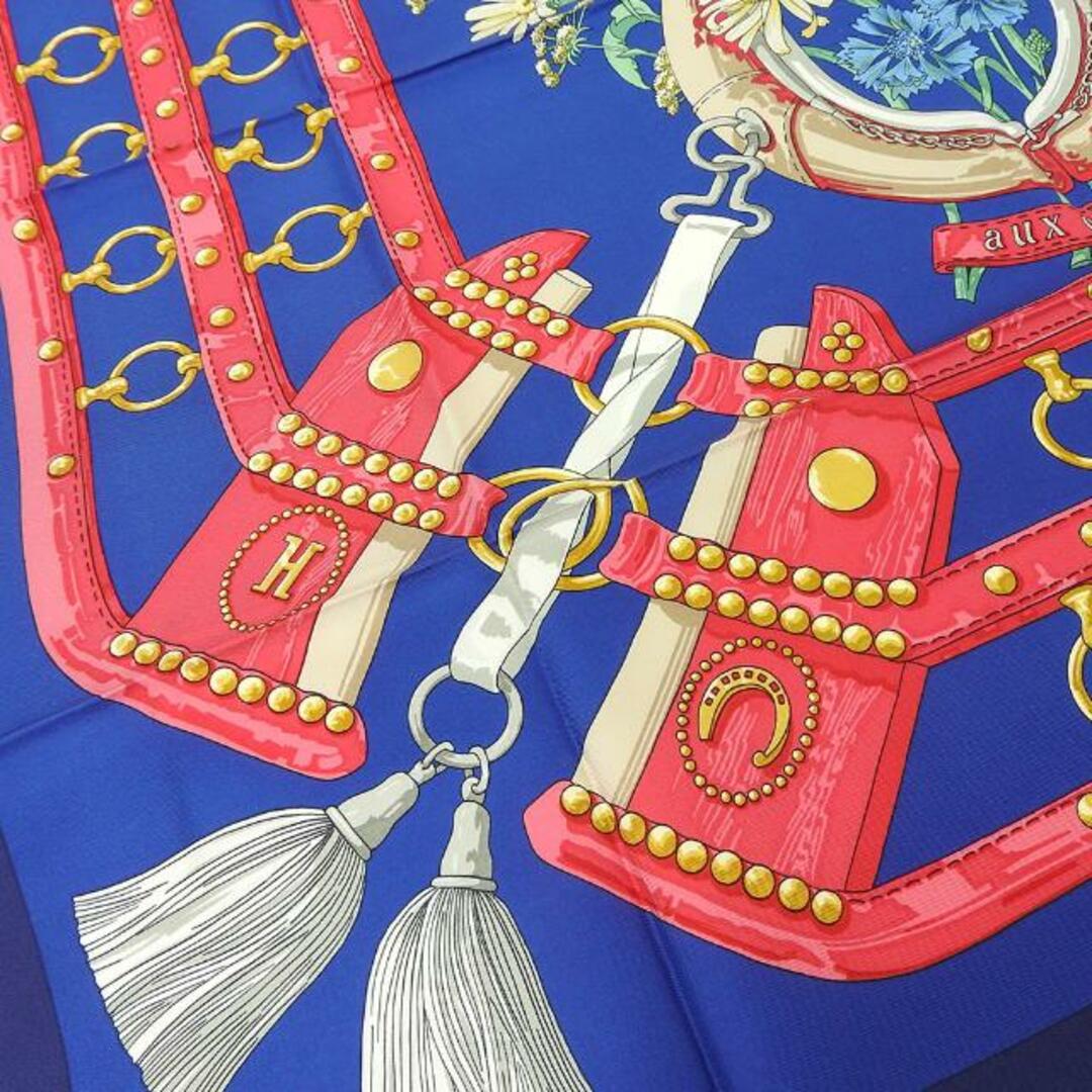 【中古】 エルメス スカーフ カレ90 シルク100％ フィールドへ aux champs ネイビー ブルー ピンク レディース 女性 HERMES  CARRE90 scarf silk