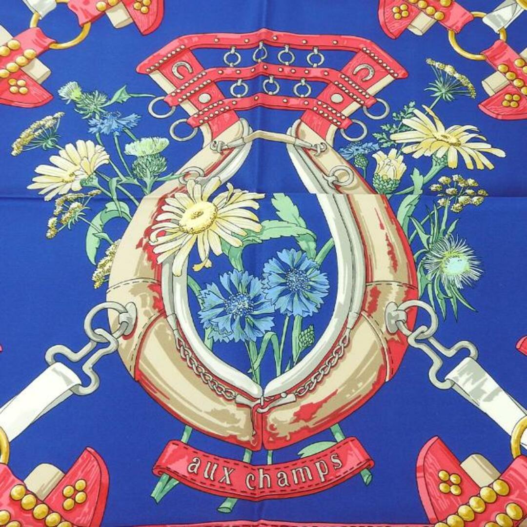 【中古】 エルメス スカーフ カレ90 シルク100％ フィールドへ aux champs ネイビー ブルー ピンク レディース 女性 HERMES  CARRE90 scarf silk