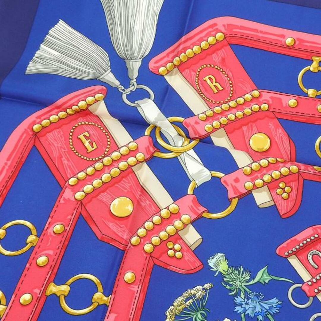 【中古】 エルメス スカーフ カレ90 シルク100％ フィールドへ aux champs ネイビー ブルー ピンク レディース 女性 HERMES  CARRE90 scarf silk