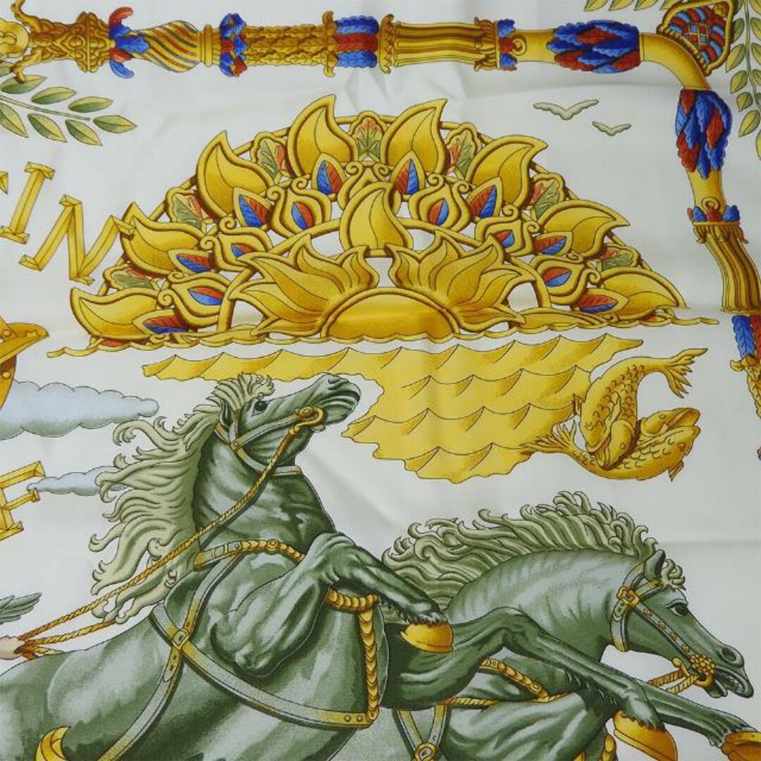 エルメス スカーフ カレ90 シルク100％ Le Matin Neuf 新しい朝 ブルー ホワイト イエロー レディース 女性 HERMES CARRE90 scarf silk blue white yellow