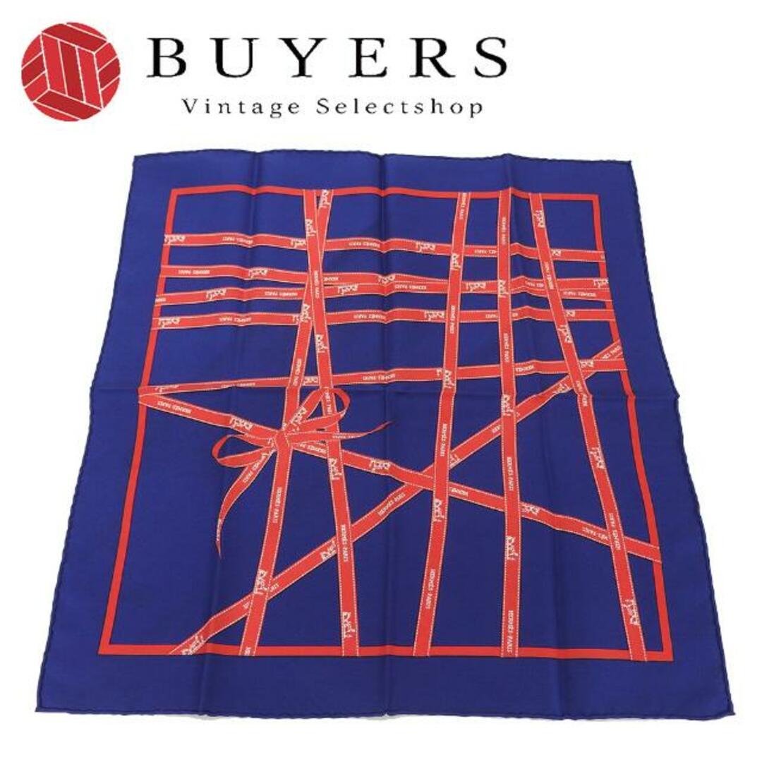 エルメス スカーフ カレ45  シルク100％ ボルデュック リボン ネイビー レッド オシャレ 小物 レディース 女性 HERMES scarf bolduc ribbon