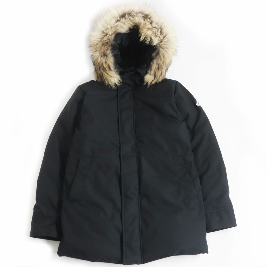 美品□PYRENEX/ピレネックス ANNECY FUR ラクーンファー フーデッド ダブルZIP ダウンコート/ダウンジャケット ブラック M 正規品 メンズ