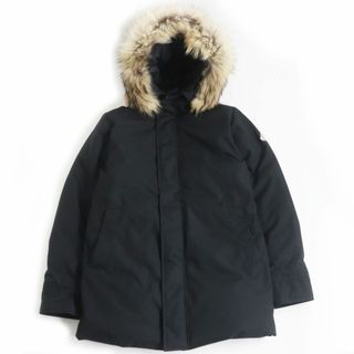 ピレネックス(Pyrenex)の美品□PYRENEX/ピレネックス ANNECY FUR ラクーンファー フーデッド ダブルZIP ダウンコート/ダウンジャケット ブラック M 正規品 メンズ(ダウンジャケット)