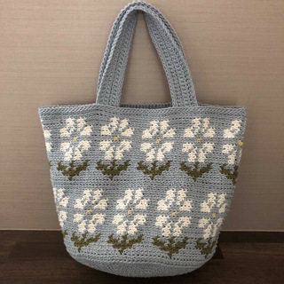 ハンドメイド　かぎ編み　お花のハンドバッグ　③(バッグ)
