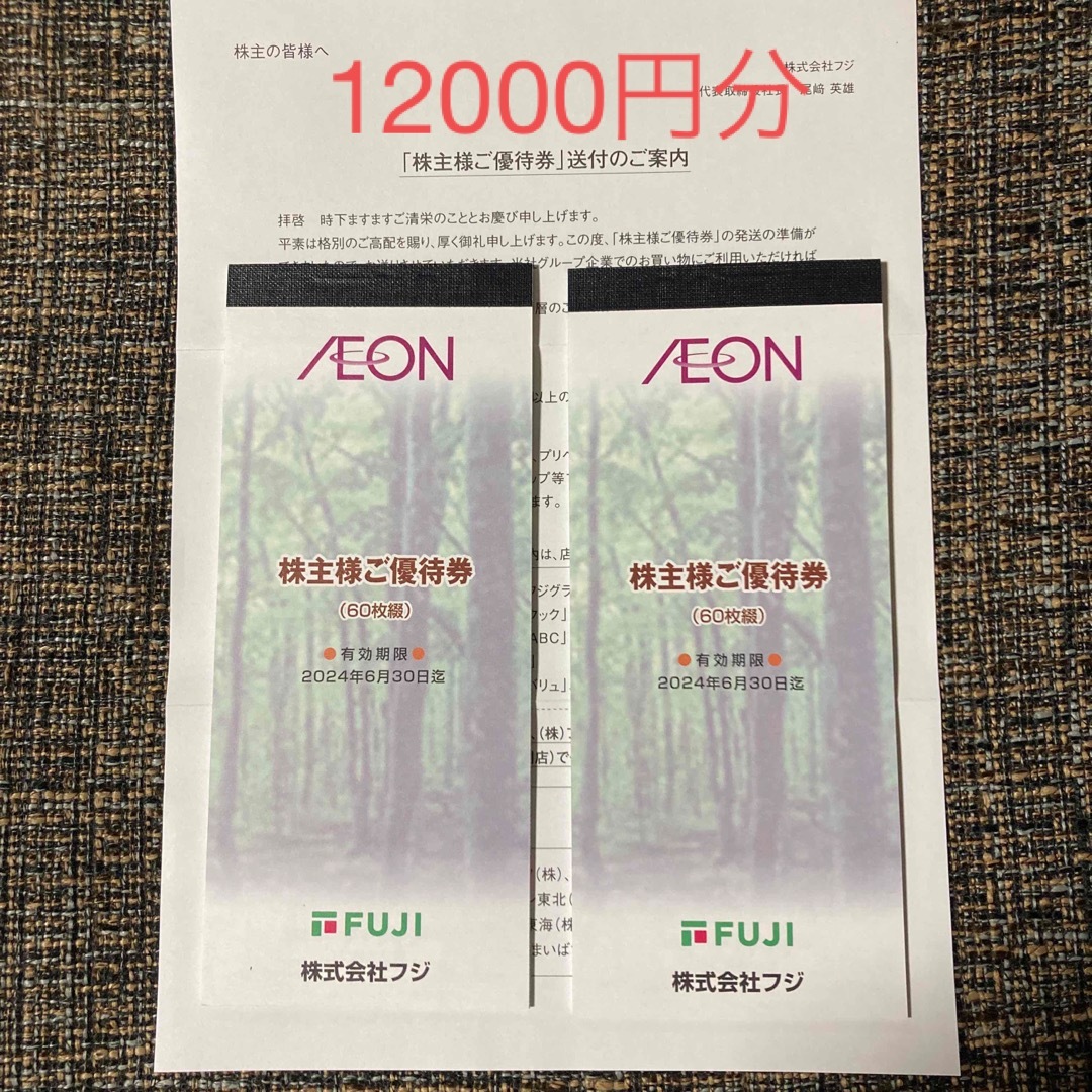 イオン AEON（フジ） 株主優待 6000円×2冊 12000円分ショッピング