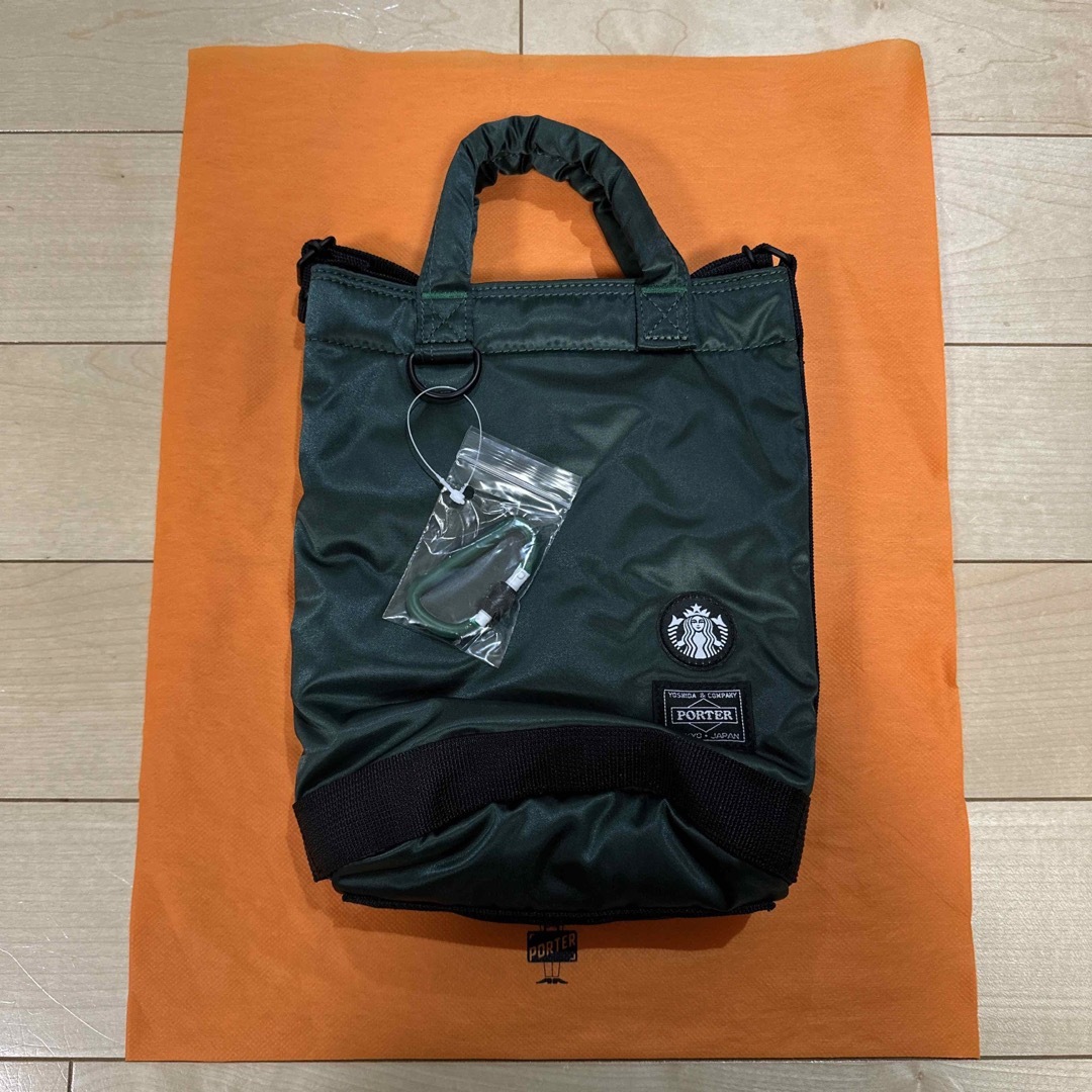 PORTER STARBUCKS コーヒービーンシェイプ バッグ Sサイズ 緑 の