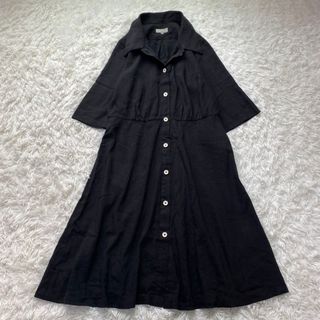 マーガレットハウエル(MARGARET HOWELL)の美品✨マーガレットハウエル シャツワンピース 夏服 ロングワンピース 麻 絹(ロングワンピース/マキシワンピース)