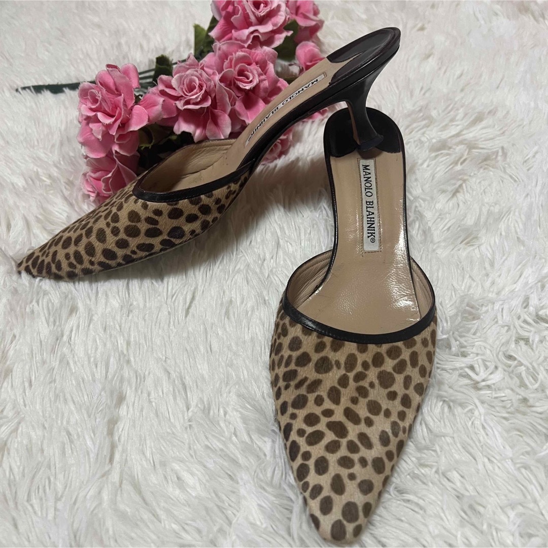 MANOLO BLAHNIK - 【美品】マノロブラニク ミュール 37 ハラコ