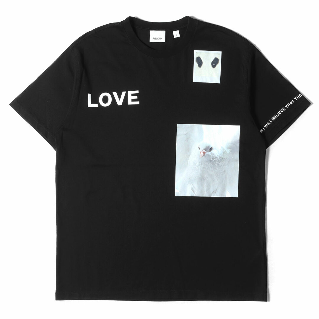 BURBERRY バーバリー Tシャツ サイズ:S LOVE フォト モンタージュ プリント 8030765 クルーネック LONDON  ENGLAND ブラック 黒 トップス カットソー 半袖 【メンズ】【中古】 | フリマアプリ ラクマ