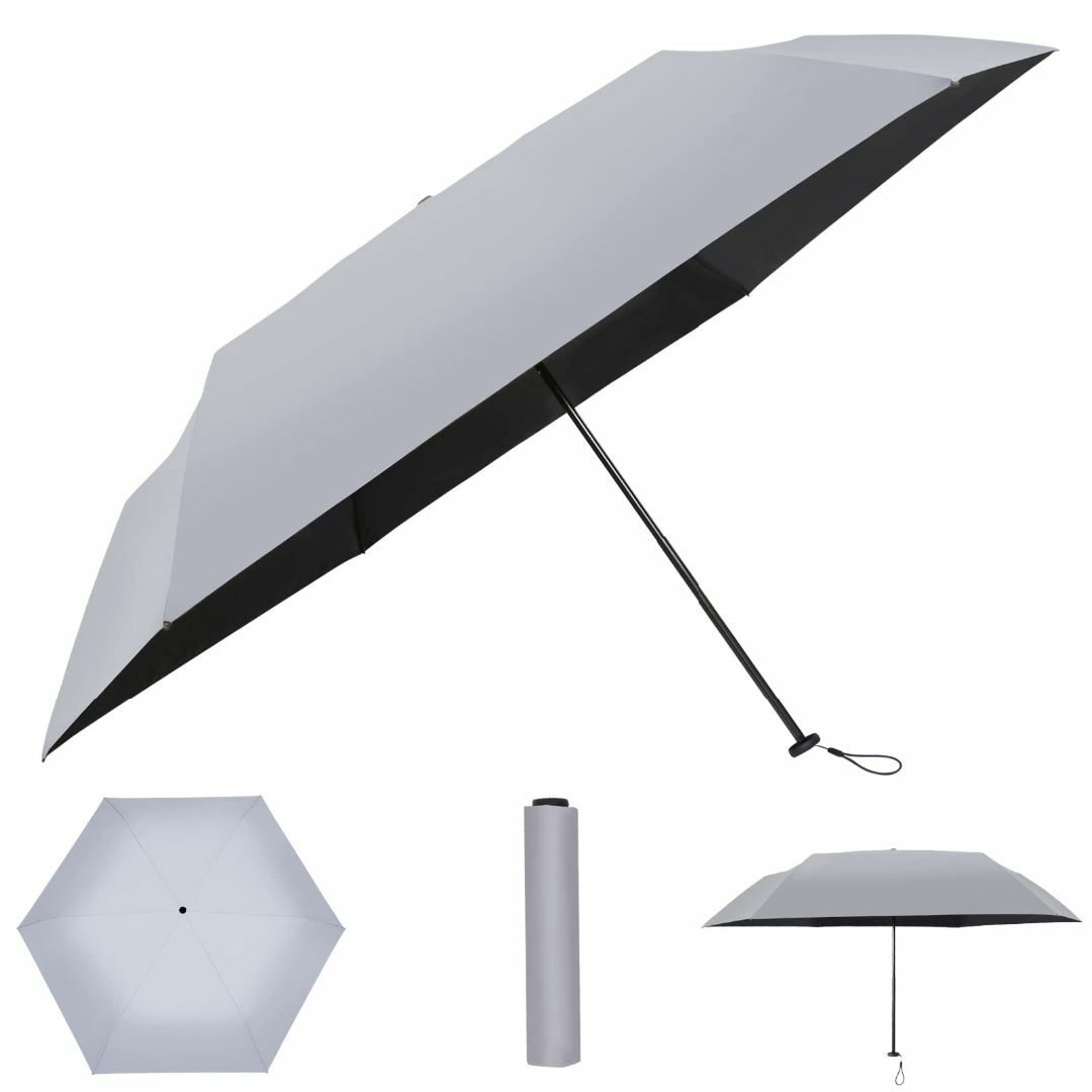 【色: グレー】折り畳み日傘 超軽量161g 晴雨兼用 99.9％以上UVカット