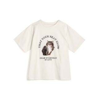 グレイル(GRL)のGRL キャットプリントTシャツ pm227a 白 ホワイト(Tシャツ/カットソー(半袖/袖なし))