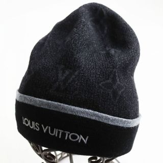 ルイヴィトン(LOUIS VUITTON)の極美品●2022年製 LOUIS VUITTON ルイヴィトン M73469 ウール100％ モノグラム ニットキャップ/ニット帽 ブラック系 イタリア製 正規品(ニット帽/ビーニー)