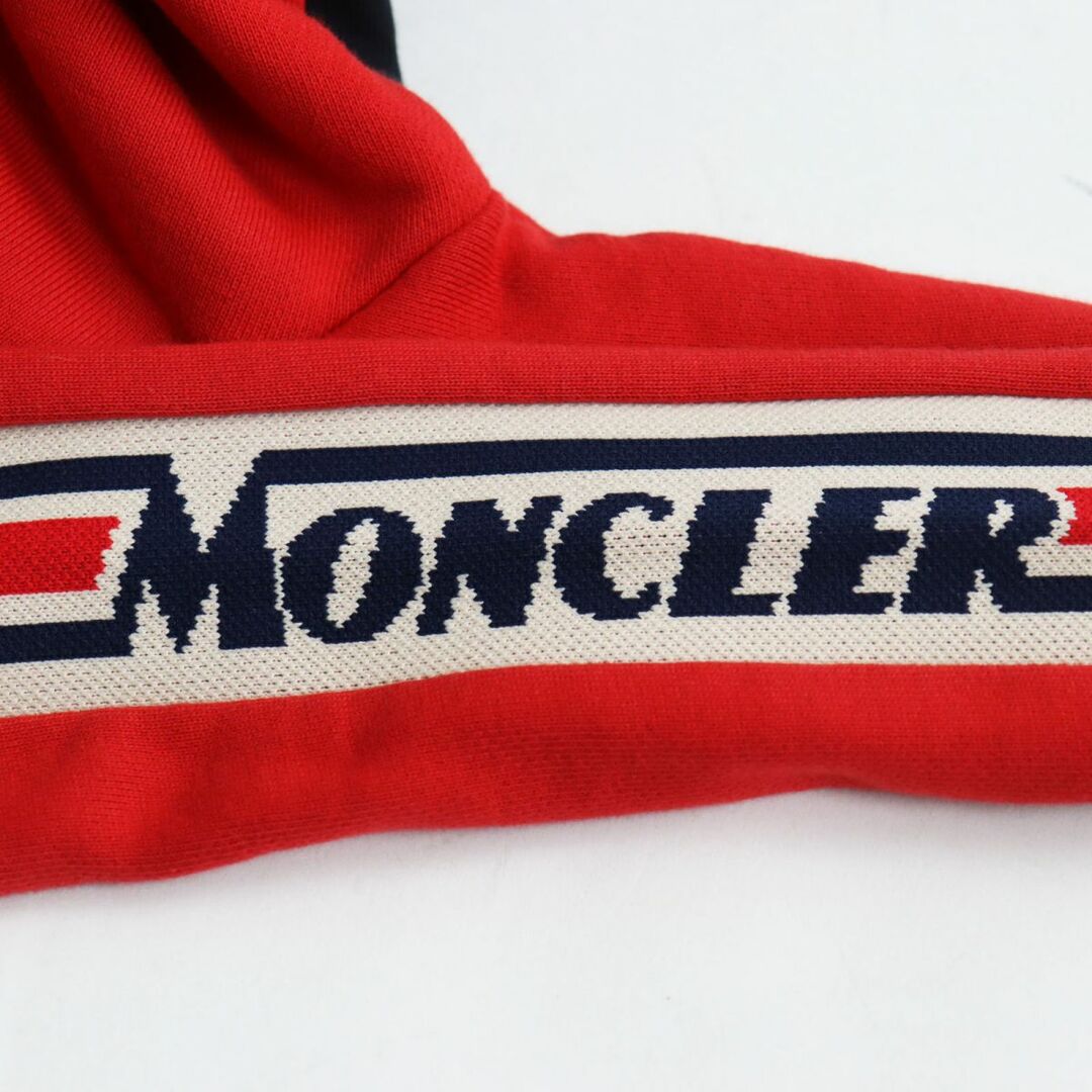 未使用品●2019年製 MONCLER モンクレール MAGLIA 袖ライン/ロゴ入り ZIP UP スウェットパーカー/フーディ レッド×ネイビー S 正規品