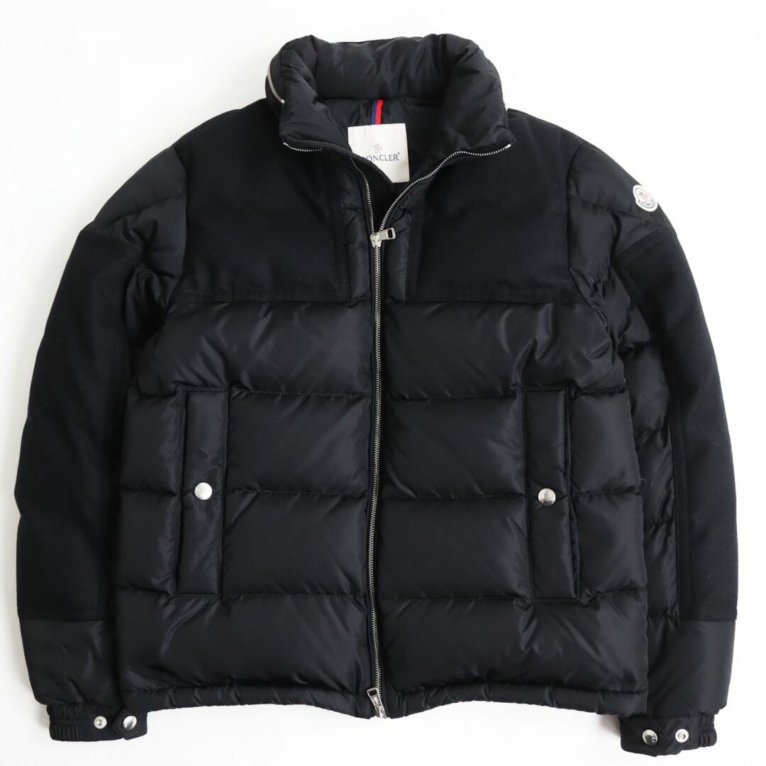 美品●MONCLER モンクレール ARCS アークス ウール切り替え ロゴワッペン付き フード入り ダブルZIP ダウンジャケット ブラック 1  正規品 | フリマアプリ ラクマ