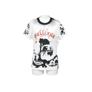 ジョンガリアーノ(John Galliano)のJohn Galliano ジョンガリアーノ Tシャツ アニマルプリント 2H12059633 ホワイト ブラック レッド サイズM 美品 中古 42485(Tシャツ(半袖/袖なし))