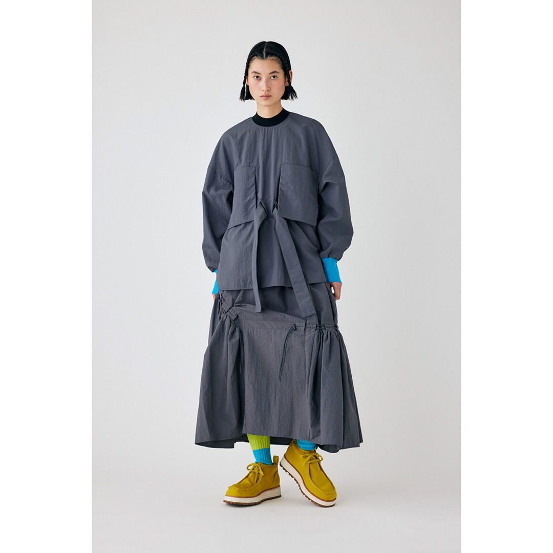 グレーサイズnagonstans asymmetry drawstring skirt