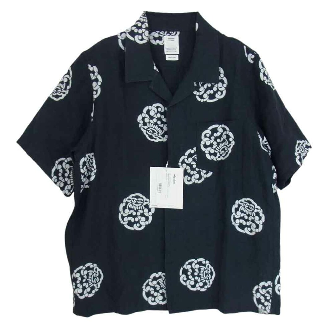 VISVIM ビズビム 21SS 0121105011018 FREE EDGE SHIRT S/S LITTLE CLOUD COFFEE柄 半袖 オープンカラー シャツ ブラック系 2【新古品】【未使用】