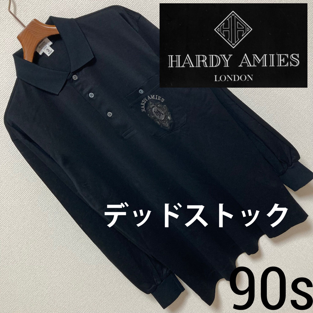 HARDY AMIES(ハーディエイミス)の90s デッドストック■ハーディエイミス■ポロシャツ 刺繍 エンブレム 長袖 3 メンズのトップス(ポロシャツ)の商品写真