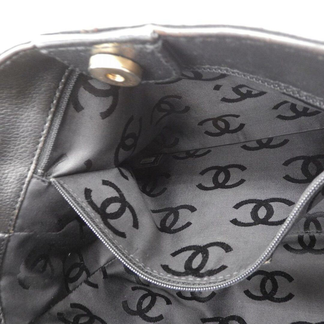 CHANEL シャネル ウッド ハンドバッグ トートバッグ ショルダーバッグ 黒 ブラック レザー 8番台 レディース【質屋】