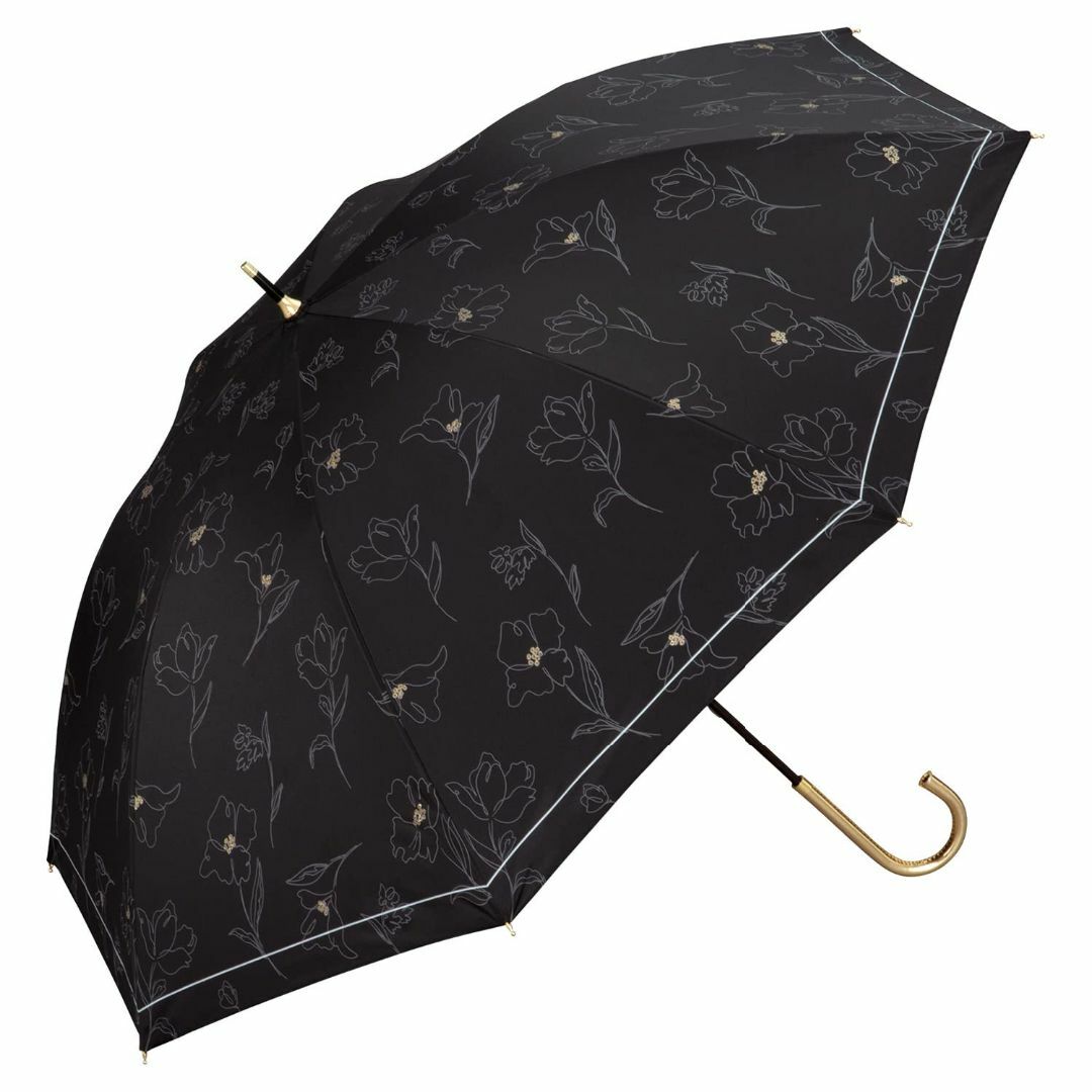 【色: ブラック】Wpc. 日傘 遮光フラワードローイング ブラック 長傘 55