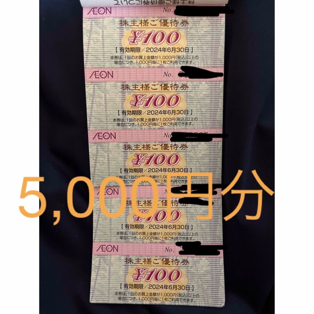 イオン　株主優待　5000円分 チケットの優待券/割引券(ショッピング)の商品写真