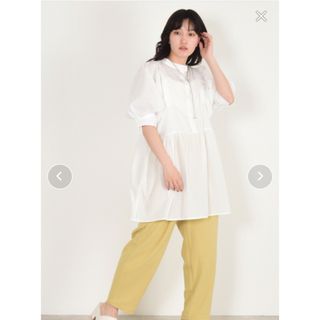 ダブルクローゼット(w closet)の【新品】W CLOSET ダブルクローゼット  ドルマンスリーブワンピースシャツ(ミニワンピース)