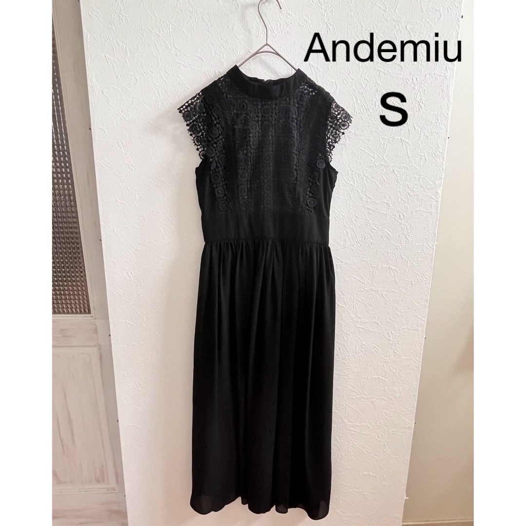 【美品】　andemiu　ノースリーブワンピース　シフォンドレス