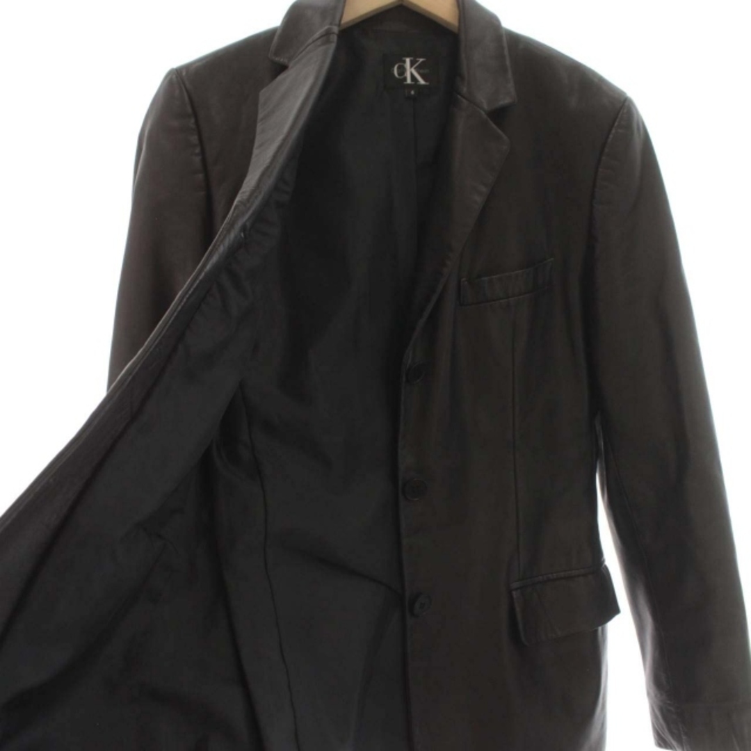 Calvin Klein(カルバンクライン)のカルバンクライン テーラードジャケット ラムレザー シングル 3B 6 黒 レディースのジャケット/アウター(その他)の商品写真