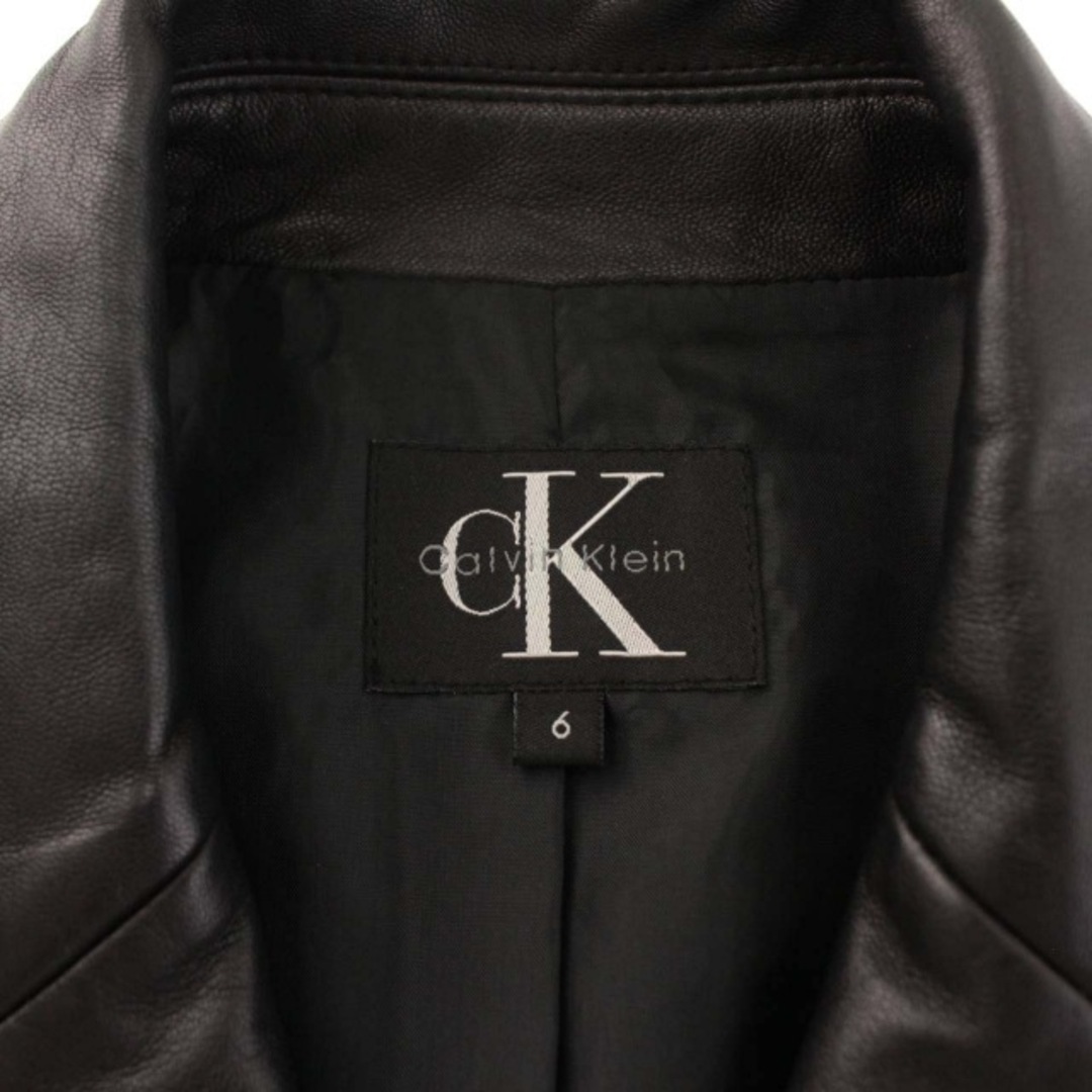 Calvin Klein(カルバンクライン)のカルバンクライン テーラードジャケット ラムレザー シングル 3B 6 黒 レディースのジャケット/アウター(その他)の商品写真