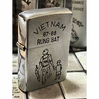 【ベトナムZIPPO】本物 1967年製ベトナムジッポー「兵士と子供」