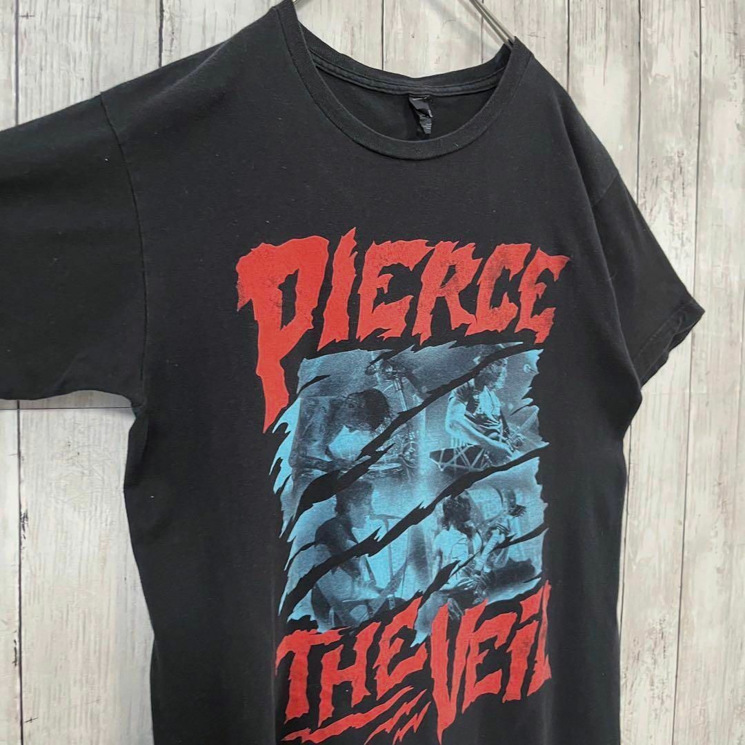 ロックバンドTシャツ古着PIERCE THE VEILプリントT　サイズM 黒