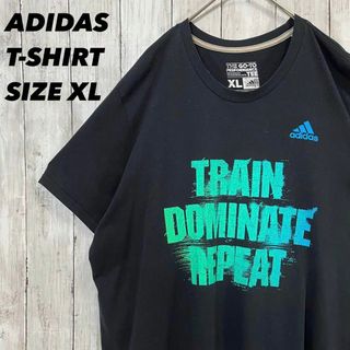 アディダス(adidas)のゆるだぼオーバーサイズXL アディダスCLIMALITEプリントTシャツ　黒古着(Tシャツ/カットソー(半袖/袖なし))