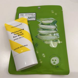 ネイチャーリパブリック(NATURE REPUBLIC)のネイリパ 日焼け止め＆マスクシート5枚入り(日焼け止め/サンオイル)