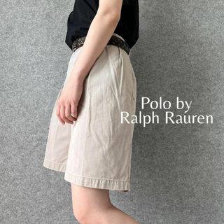 ポロラルフローレン(POLO RALPH LAUREN)の【ラルフローレン】90s 2タック ワイド クラシック チノ ハーフパンツ 白系(ショートパンツ)