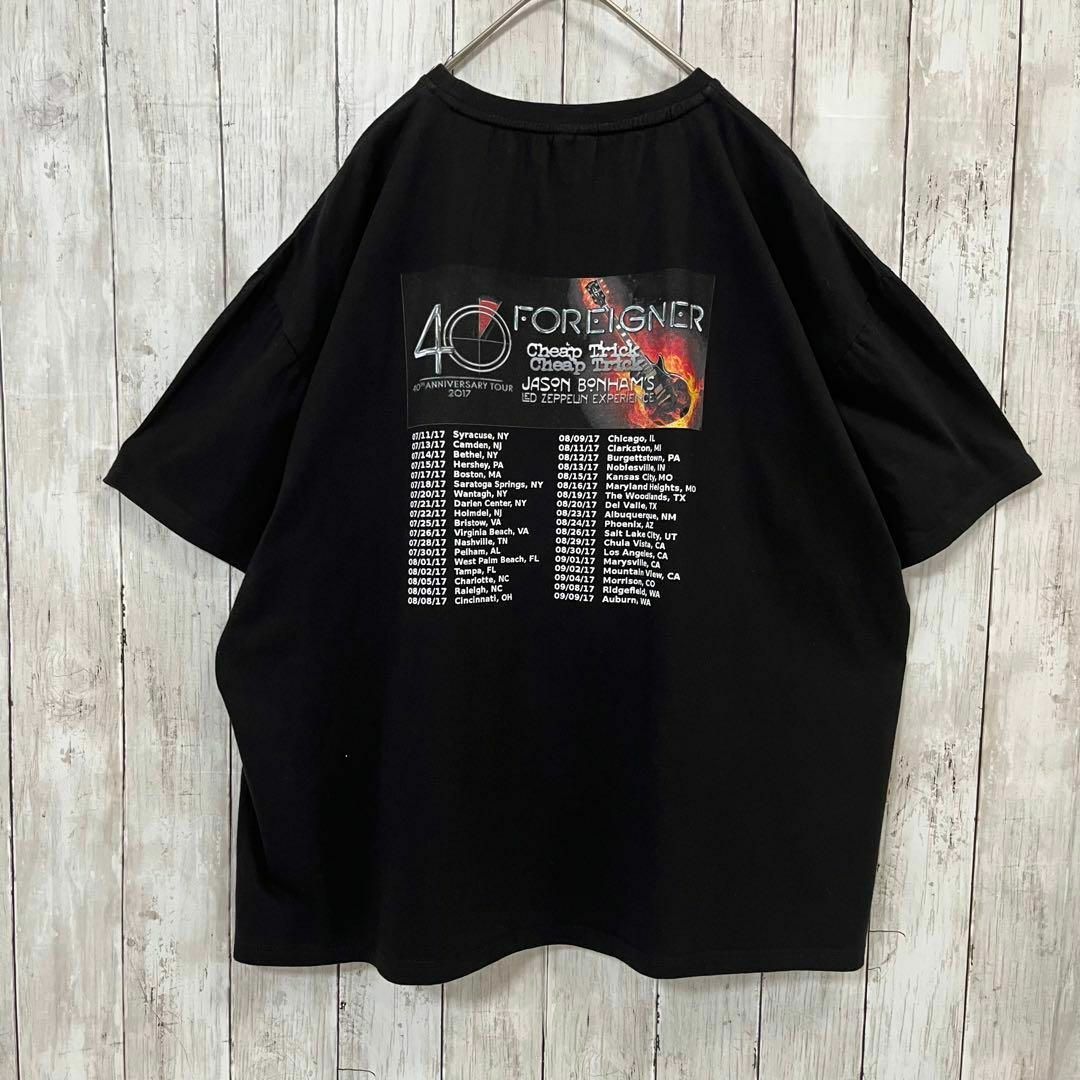 MUSIC TEE(ミュージックティー)のロックバンドTシャツ古着FOREIGNERバックプリントTシャツ　サイズXXL黒 メンズのトップス(Tシャツ/カットソー(半袖/袖なし))の商品写真