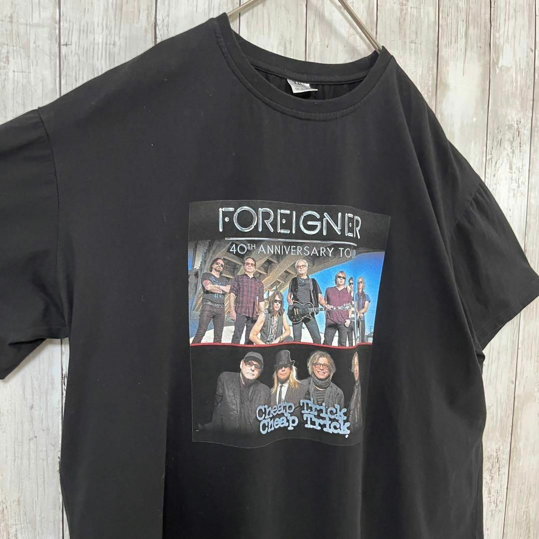 MUSIC TEE(ミュージックティー)のロックバンドTシャツ古着FOREIGNERバックプリントTシャツ　サイズXXL黒 メンズのトップス(Tシャツ/カットソー(半袖/袖なし))の商品写真